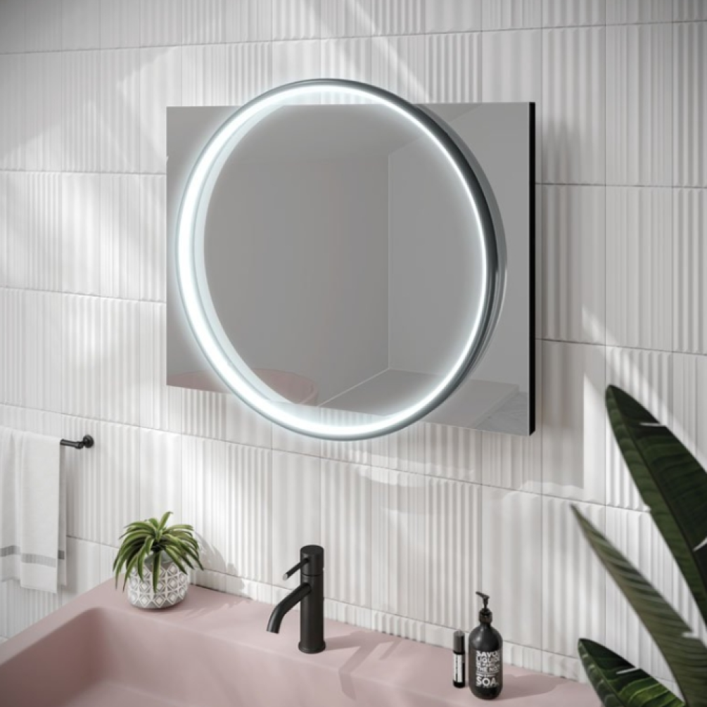 HIB Solas Matt Black LED Bathroom Mirror